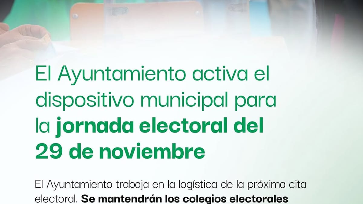 Banner informativo del Ayuntamiento de Collado-Villalba sobre la activación del dispositivo municipal para la jornada electoral del 29 de noviembre