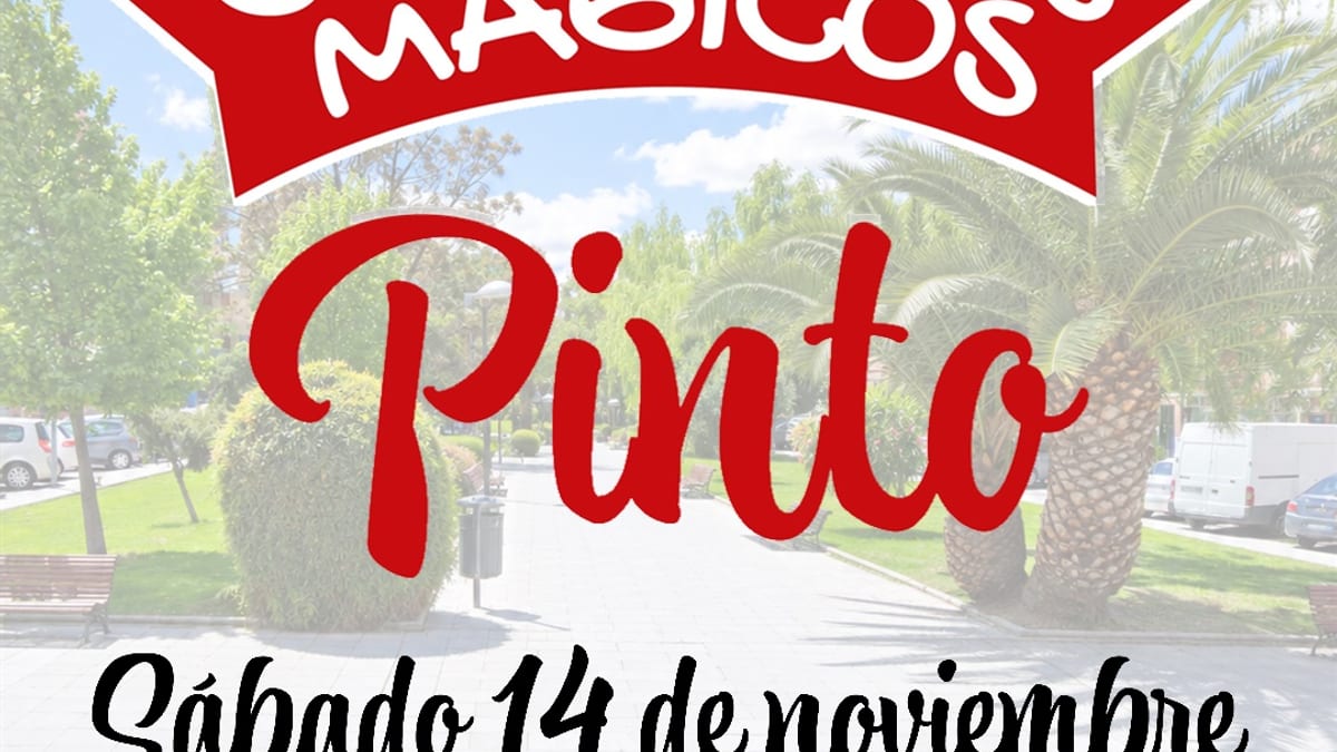 Cartel promocional de Comercios Mágicos en Pinto para el 14 de noviembre con sombrero de mago e información del evento