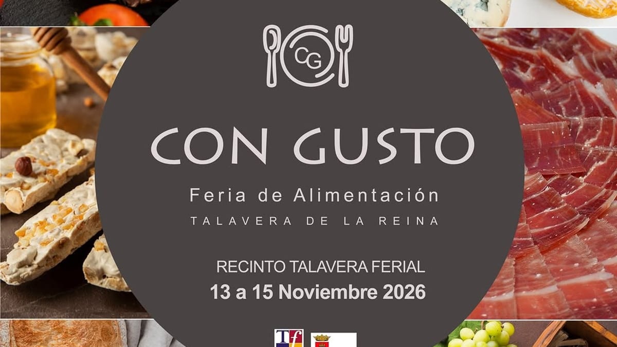 Cartel promocional de CON GUSTO, Feria de Alimentación en Talavera de la Reina, 13 a 15 de noviembre en el Recinto Talavera Ferial