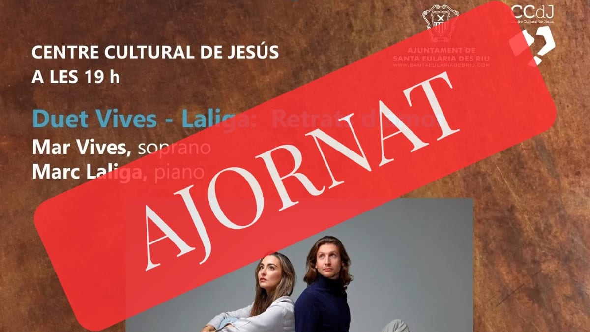 Cartell del concert Retrats d'amor amb Mar Vives i Marc Laliga, reprogramat al 1 de novembre