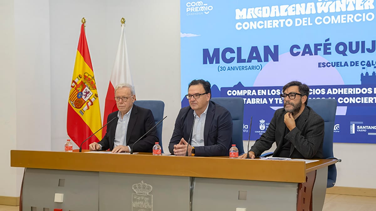 Cartel del Concierto del Comercio con M-Clan, Café Quijano y Escuela de Calor el 5 de diciembre en Santander