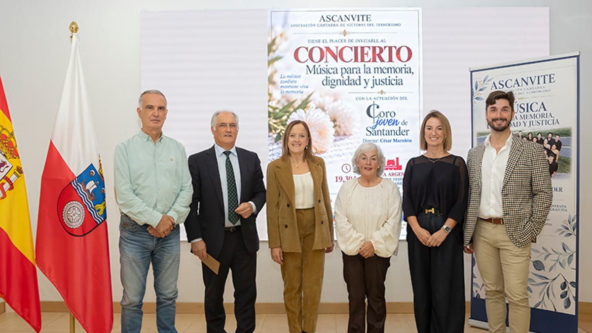 Cartel del concierto 'Música para la memoria, dignidad y justicia' de ASCANVITE con la actuación del Coro de la Universidad de Santander