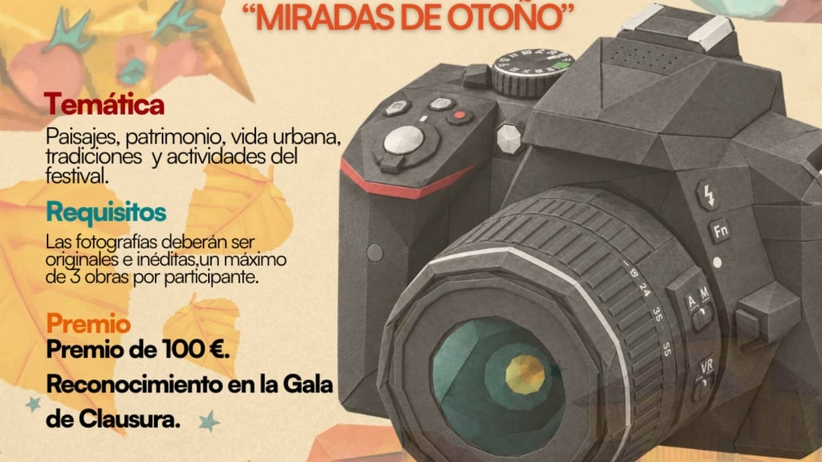 Cartel del concurso de fotografía «Miradas de Otoño» del Festival Otoño en Cuenca con información sobre requisitos, premio y plazo de inscripción