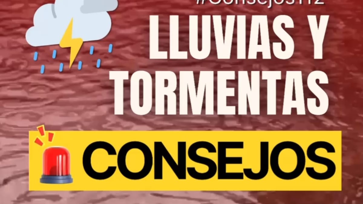 Cartel informativo del 112 Región de Murcia con seis consejos de seguridad ante lluvias y tormentas