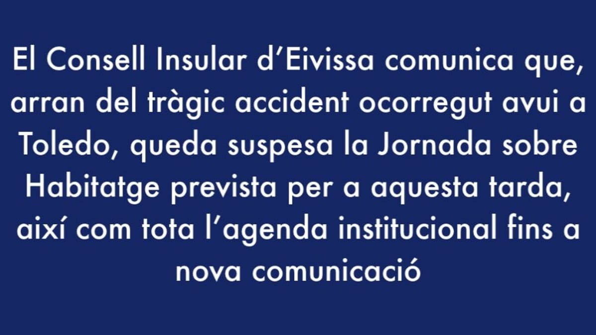 Comunicado del Consell Insular d'Eivissa sobre la suspensión de la agenda institucional y Jornada sobre Habitatge
