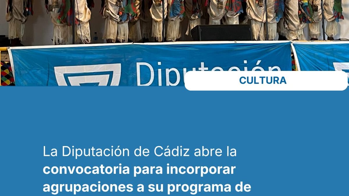 Cartel de la convocatoria para Carnaval 2027 de la Diputación de Cádiz con información sobre inscripción de agrupaciones