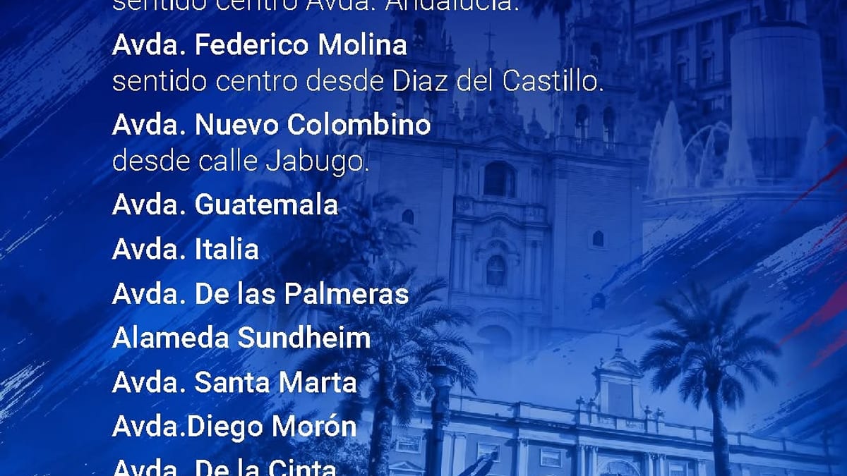 Cartel informativo de los cortes de tráfico para la 21K Ciudad de Huelva del 1 de noviembre