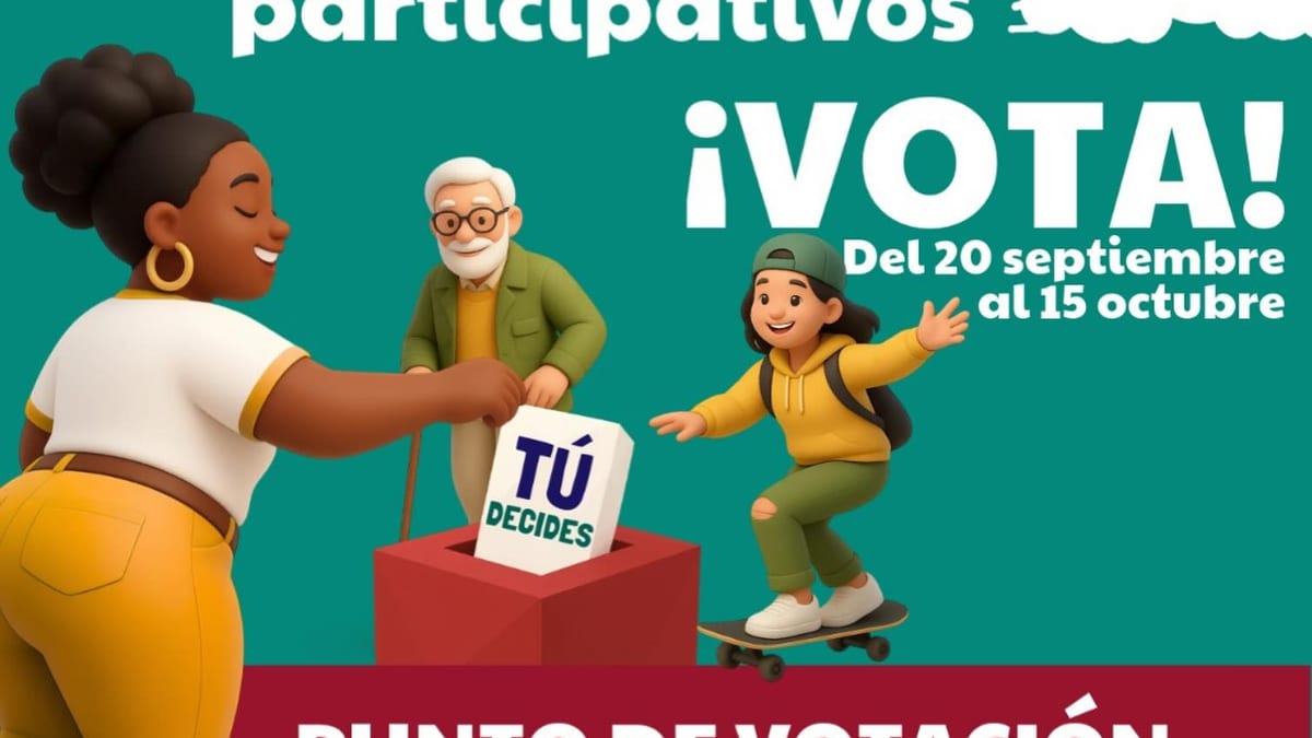 Cartel de Presupuestos Participativos de Coslada con fechas de votación y punto de votación presencial