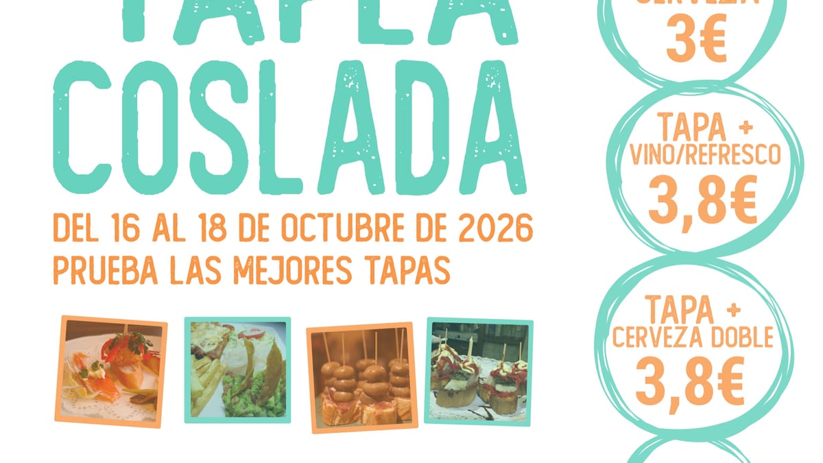 Cartel promocional de Tapea Coslada 2026, segunda edición, del 16 al 18 de octubre con oferta de tapas desde 2 euros