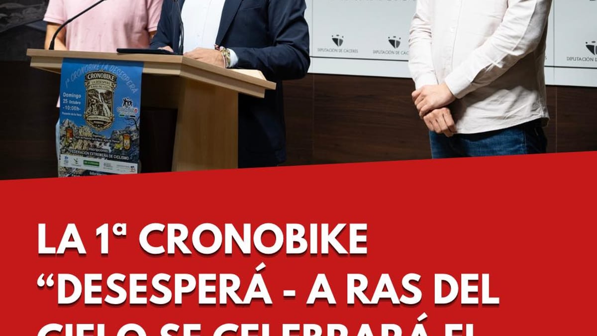 Cartel oficial de la 1.ª Cronobike La Desesperá - A Ras del Cielo del 25 de octubre, Diputación de Cáceres