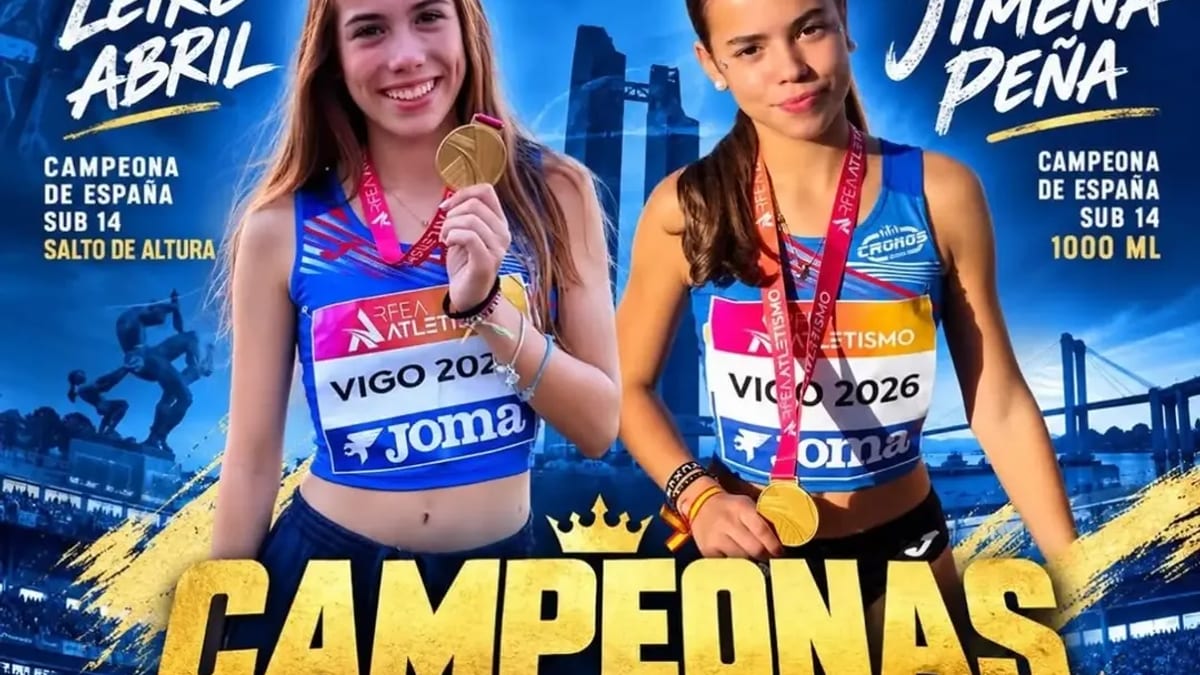 Leire Abril y Jimena Peña, campeonas de España Sub14 de Cronos Atletismo en salto de altura y 1.000 metros lisos respectivamente