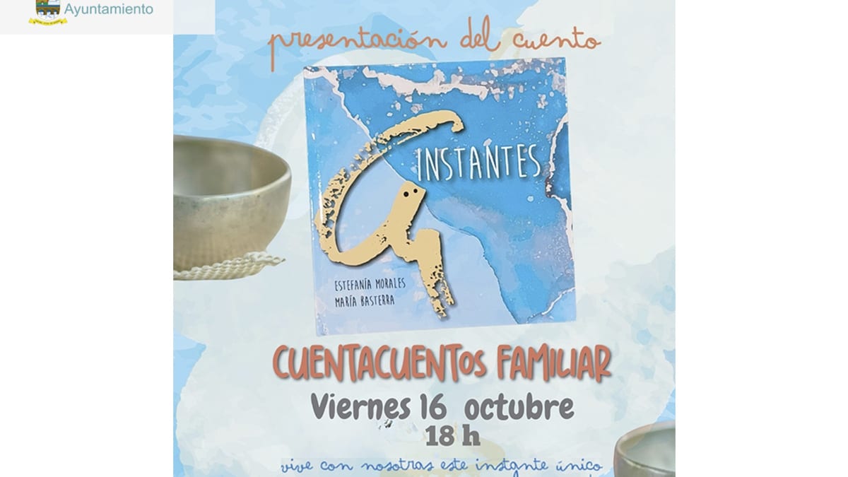 Cartel del cuentacuentos musical 'Instantes' de Estefanía Morales y María Basterra en la Biblioteca Municipal de Seseña