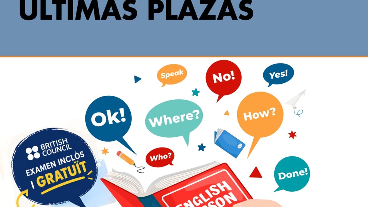Cartel del curso de inglés B1 de Santa Eulària con logos de British Council, SOIB, Conselleria de Treball y SEPE