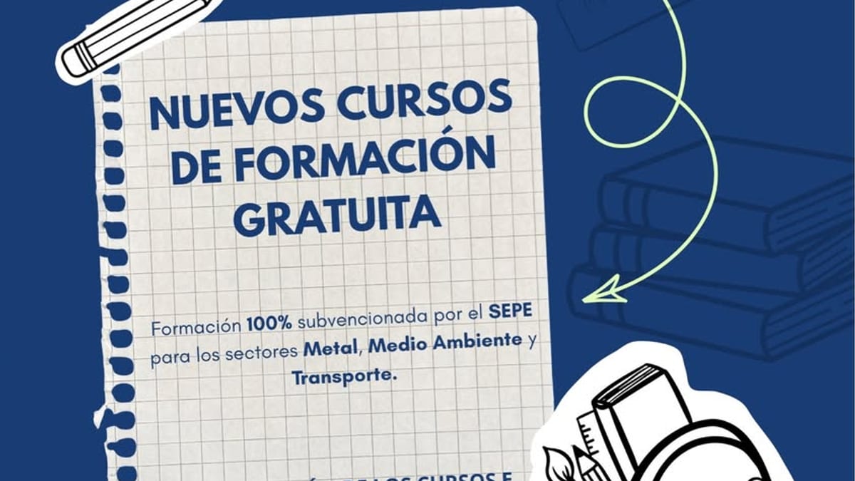 Cartel informativo de nuevos cursos de formación gratuita en Humanes de Madrid, con inscripciones abiertas para sectores de metal, medio ambiente y transporte