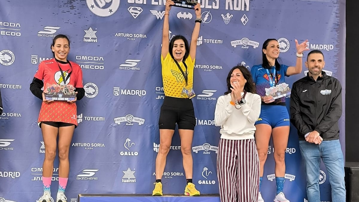 Collage de eventos deportivos de San Sebastián de los Reyes con logos de DC Super Heroes Run Madrid 2026