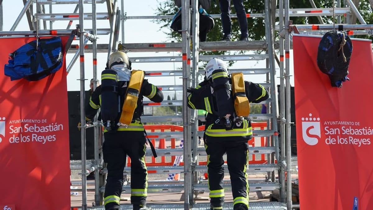 Momento del Desafío Bomberos celebrado en San Sebastián de los Reyes en el Recinto Ferial del Parque de la Marina