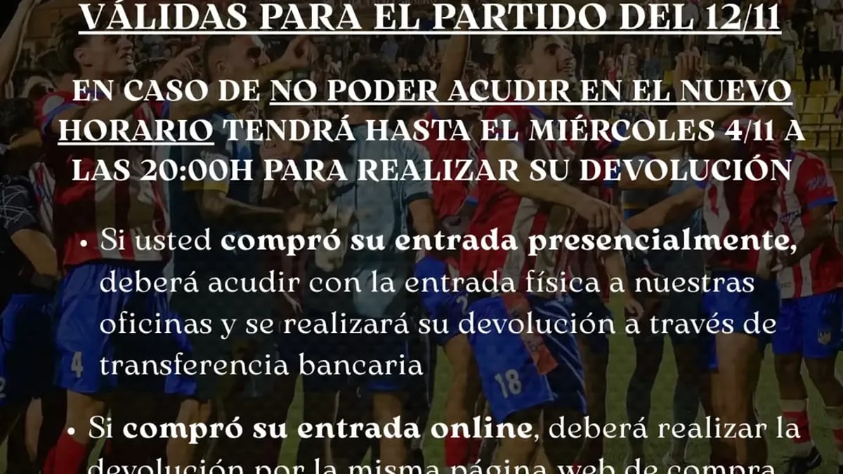 Información sobre devoluciones de entradas Copa del Rey de Navalcarnero con procedimientos según tipo de compra