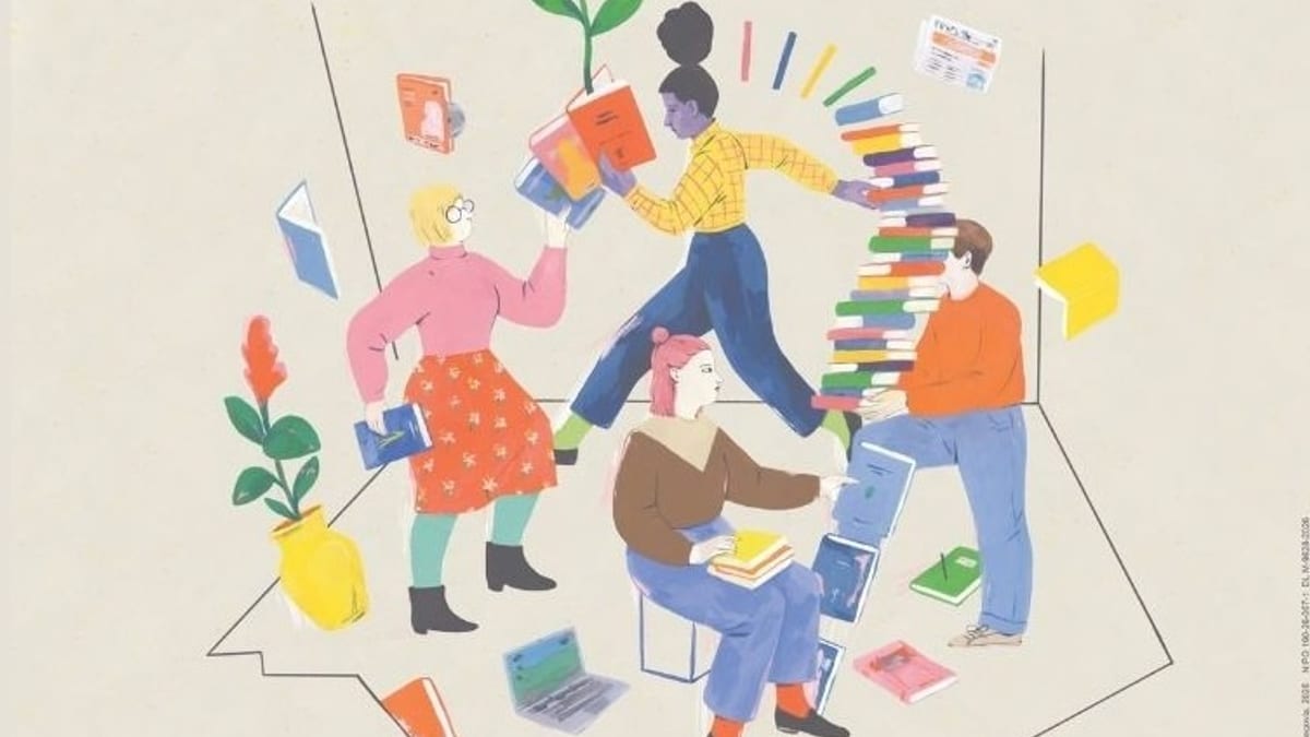 Cartel promocional del Día de las Bibliotecas en San Sebastián de los Reyes con actividades creativas y musicales
