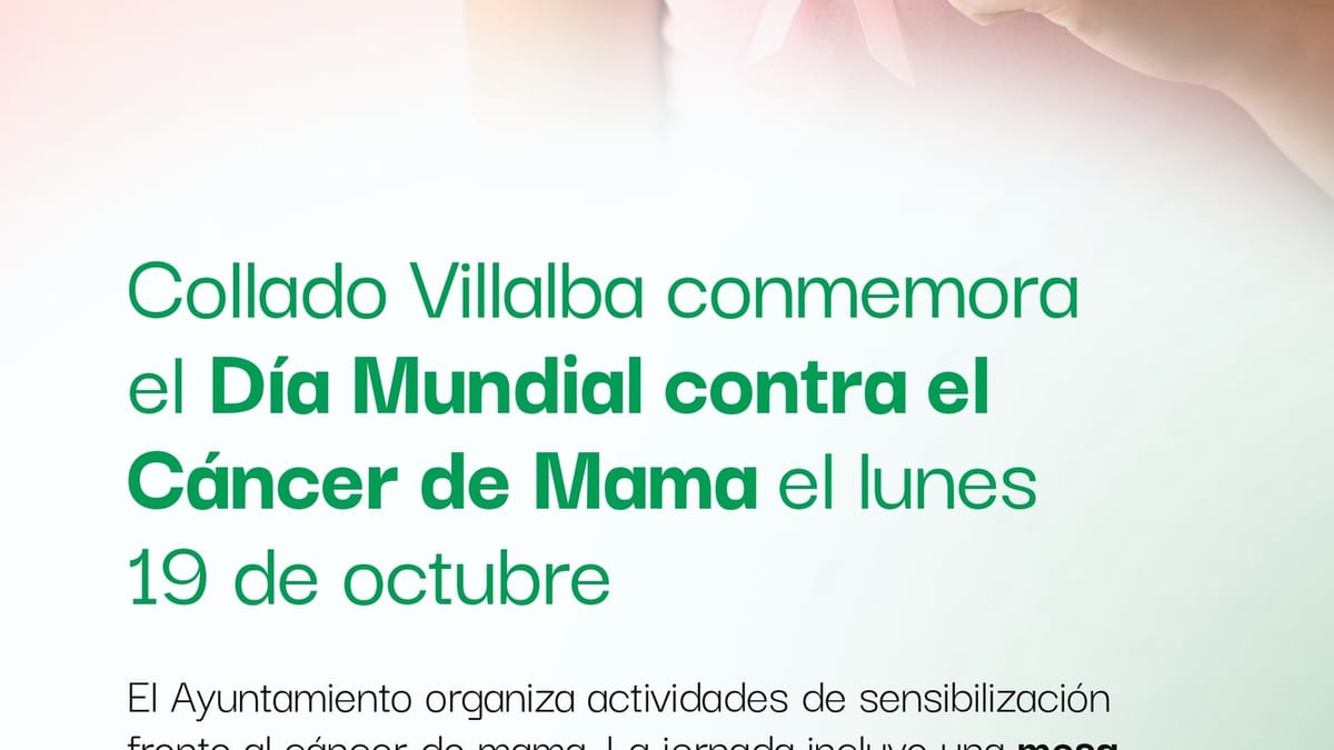 Cartel informativo del Día Mundial contra el Cáncer de Mama en Collado-Villalba con actividades del 19 de octubre