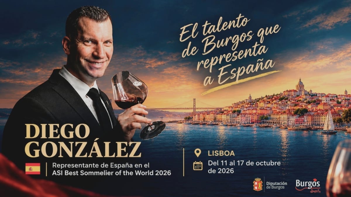 Diego González Barbolla, sumiller burgalés representante de España en el Mundial de Sumilleres ASI 2026 de Lisboa