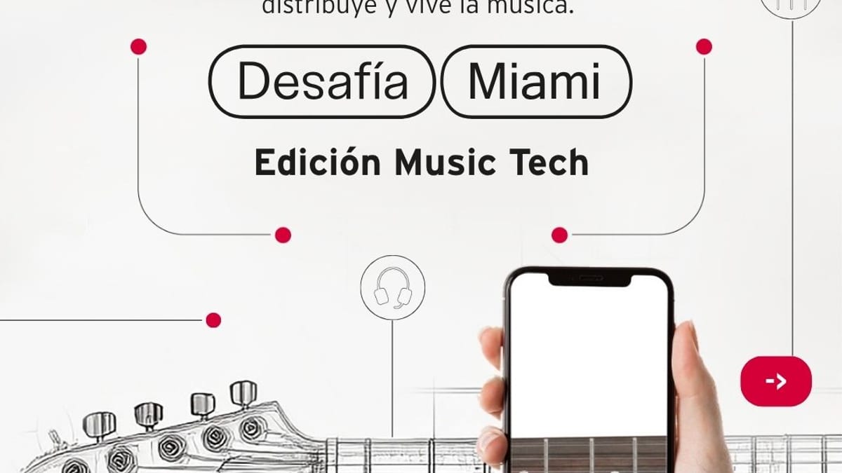 Cartel de 'Desafía Music Tech' mostrando las 10 startups españolas de tecnología musical e IA