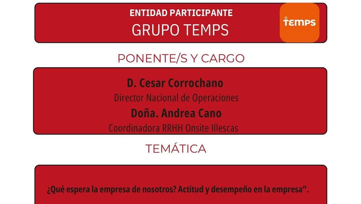 Cartel de dinámicas grupales sobre selección personal y competencias profesionales en Illescas, con calendario de sesiones y datos de inscripción