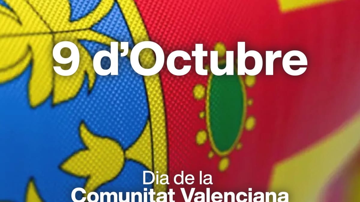 Cartel conmemorativo del 9 de Octubre, Día de la Comunitat Valenciana, con los colores institucionales