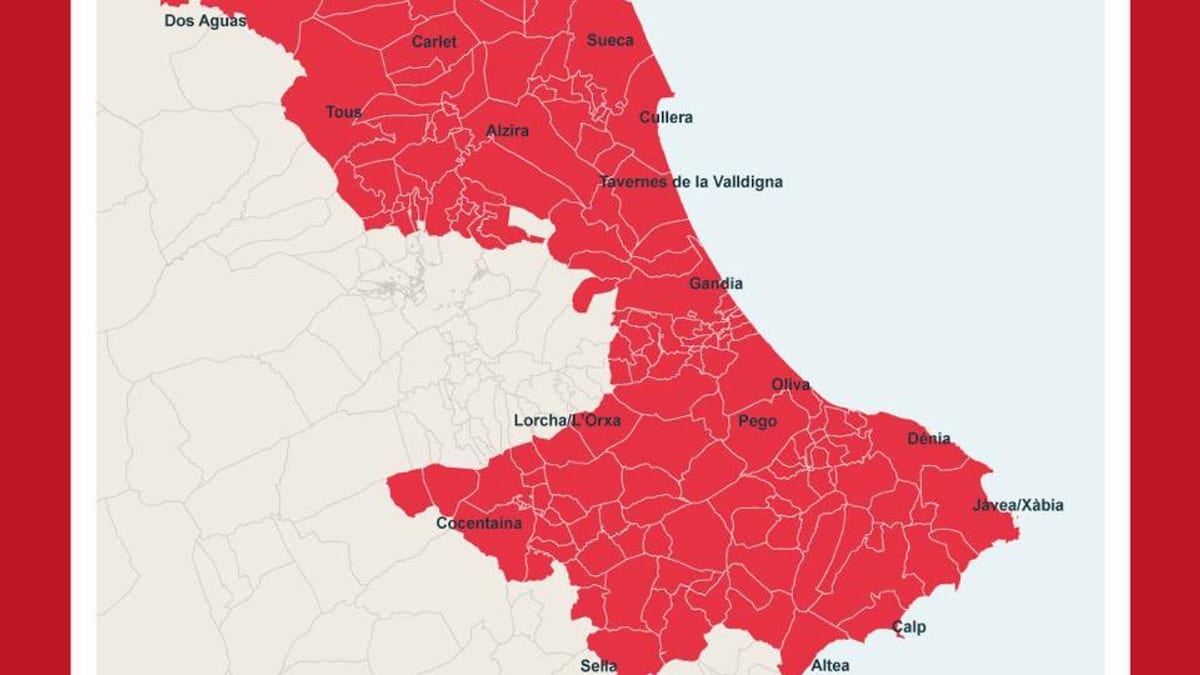 Aviso especial de la Generalitat Valenciana sobre confinamiento y restricción de movilidad en municipios de Alicante y Valencia por lluvia