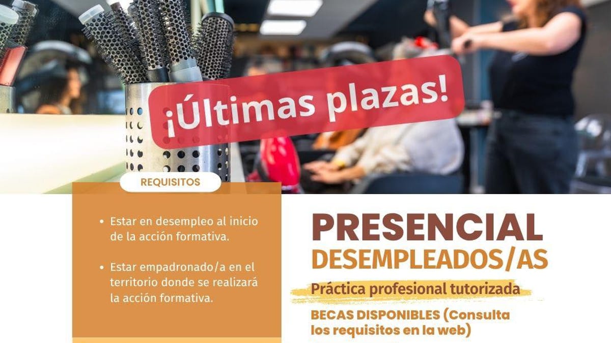 Cartel informativo del Proyecto ISLA V con convocatoria de cursos de Servicios Auxiliares de Peluquería y Cuidados Estéticos en Coria