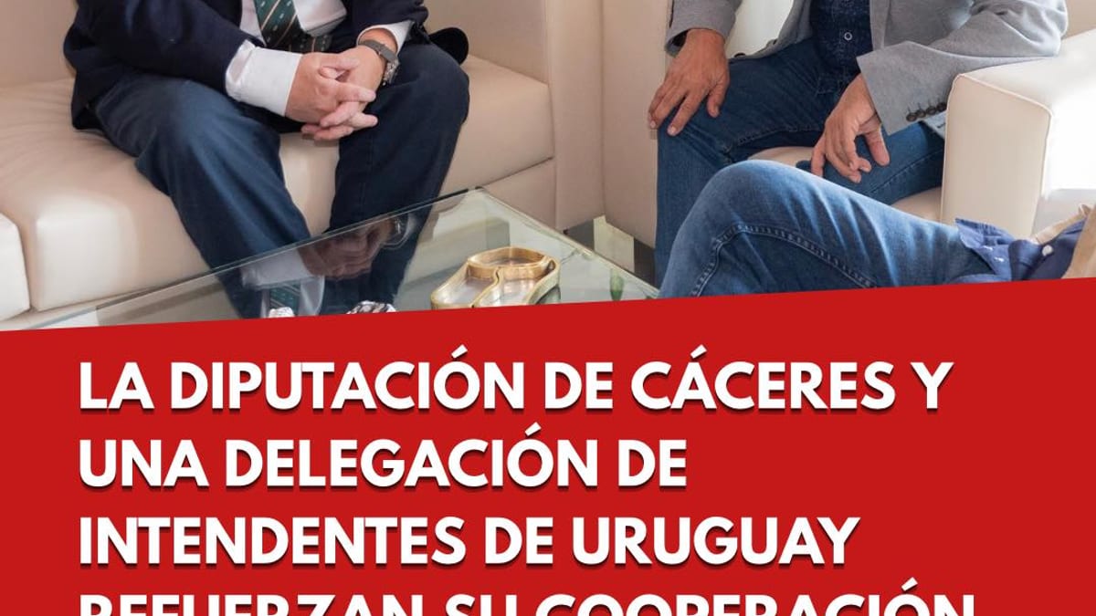 Encuentro entre el presidente de la Diputación de Cáceres Miguel Ángel Morales y la delegación del Congreso de Intendentes de Uruguay encabezada por Carlos Enciso