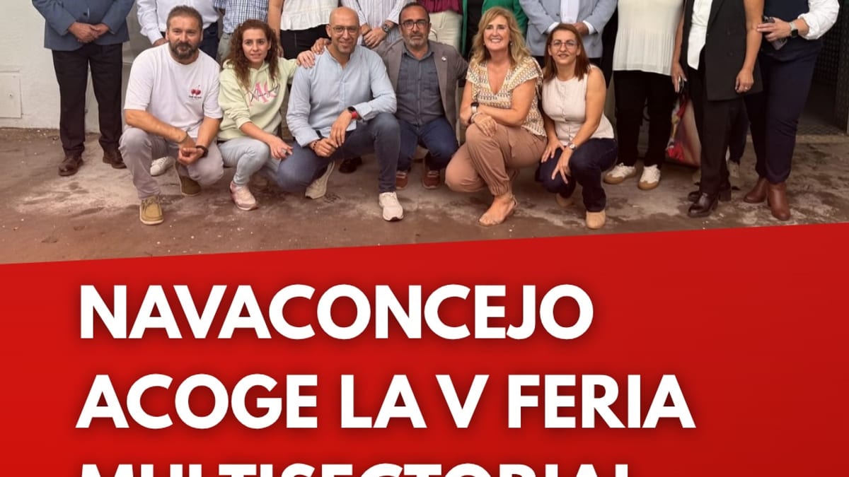 Cartel de la V Feria Multisectorial del Valle del Jerte celebrada en Navaconcejo con apoyo de la Diputación de Cáceres y ASEVAJE