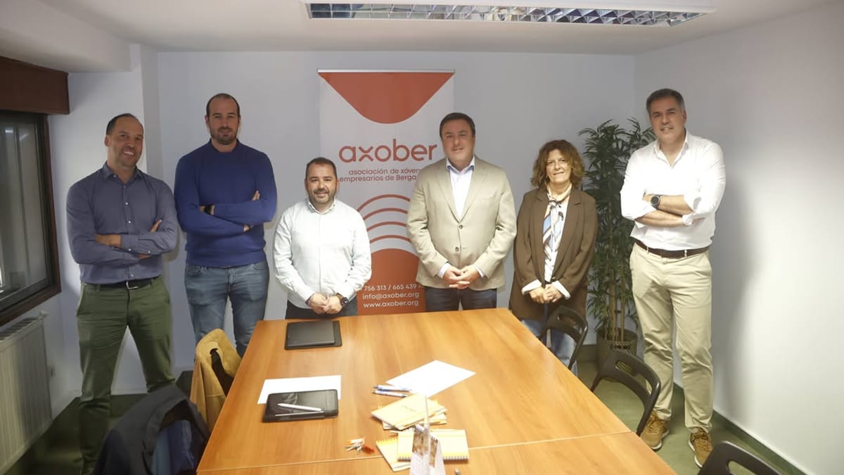 Logo de AXOBER, asociación de jóvenes empresarios de Berga, en colaboración con la Diputación de A Coruña