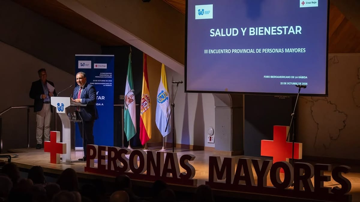 David Toscano Contreras, presidente de Diputación de Huelva, en el Foro Iberoamericano durante jornada del III Encuentro Provincial de Personas Mayores
