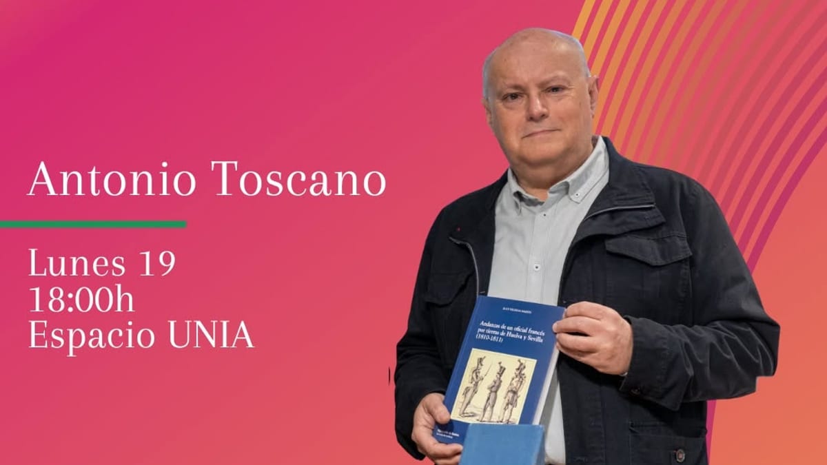 Cartel de la presentación del libro 'Los molinos de Huelva y su provincia' de Antonio Toscano en la Feria del Libro de Huelva 2026