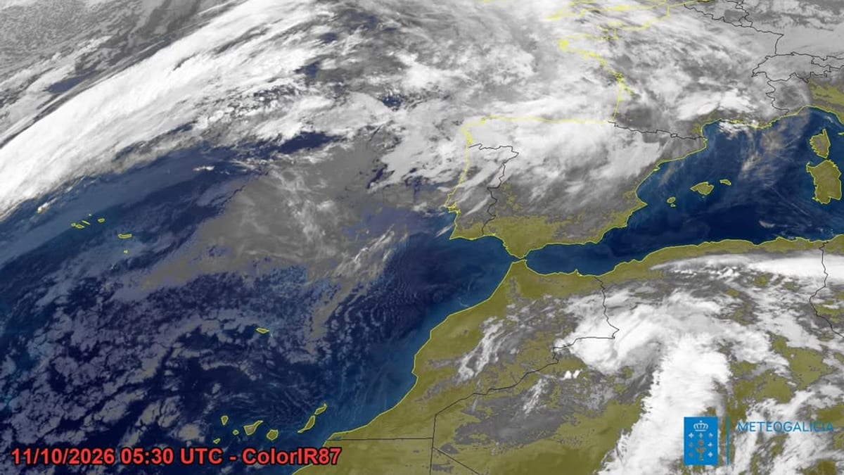 Imagen satelital de Meteogalicia con datos meteorológicos del 11 de octubre de 2026
