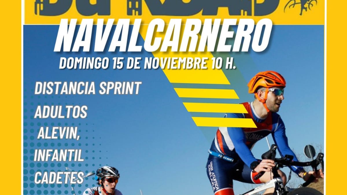 Cartel del Duroad Memorial César Muñoz de Navalcarnero, domingo 15 de noviembre a las 10 horas, con categorías de duatlón