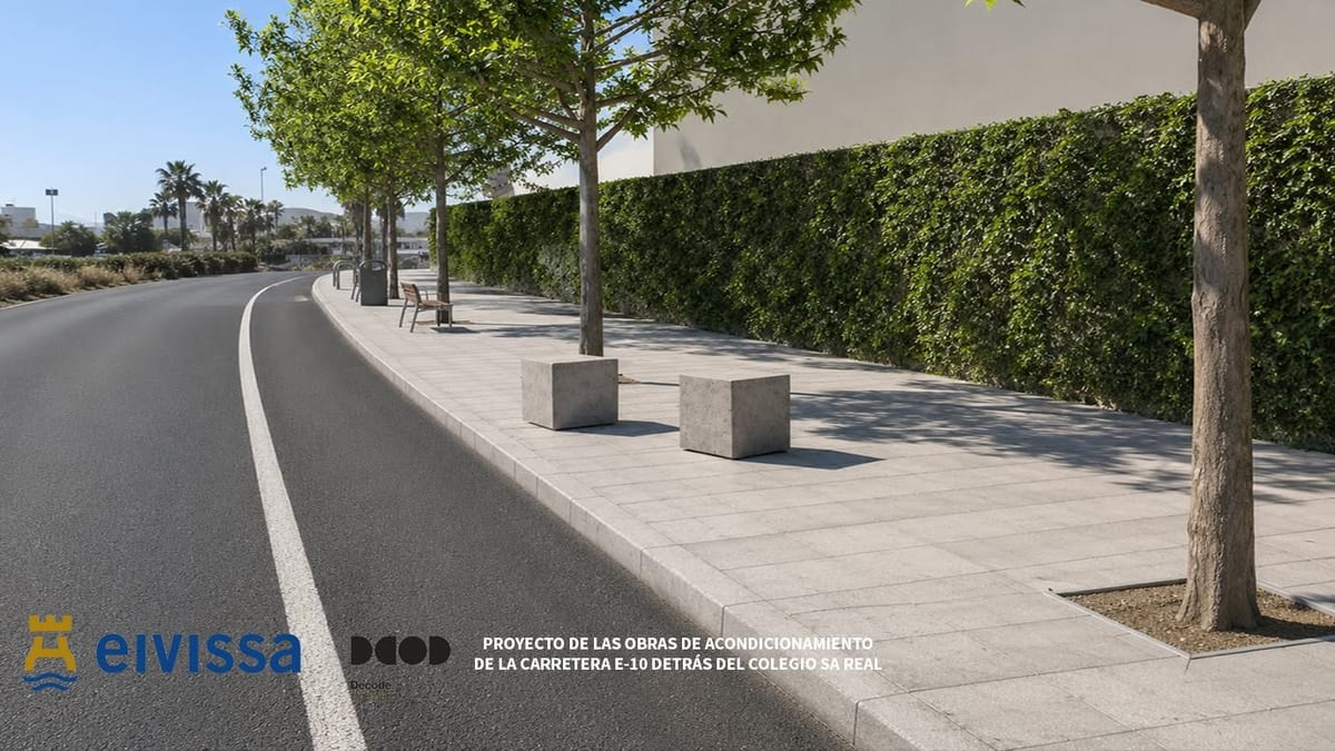 Render del proyecto de acondicionamiento de la carretera EI-10 detrás del colegio Sa Real en Eivissa