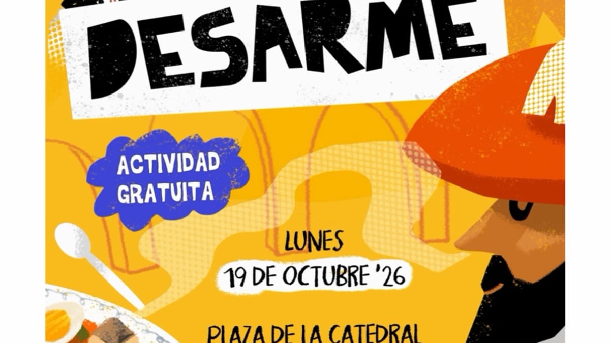 Cartel promocional de Nora Misión Desarme, actividad infantil en Oviedo el 19 de octubre de 2026 en la Plaza de la Catedral