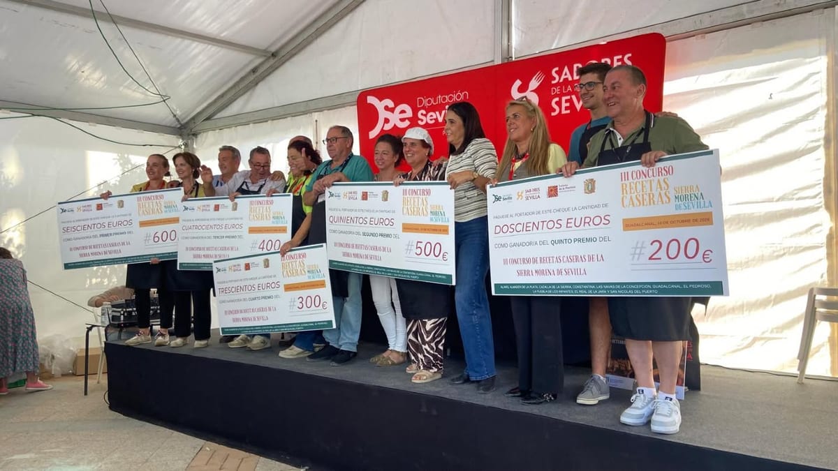 Cartel del III Concurso de Recetas Caseras de la Sierra Morena de Sevilla con los premios económicos y la fecha de celebración en Guadalcanal