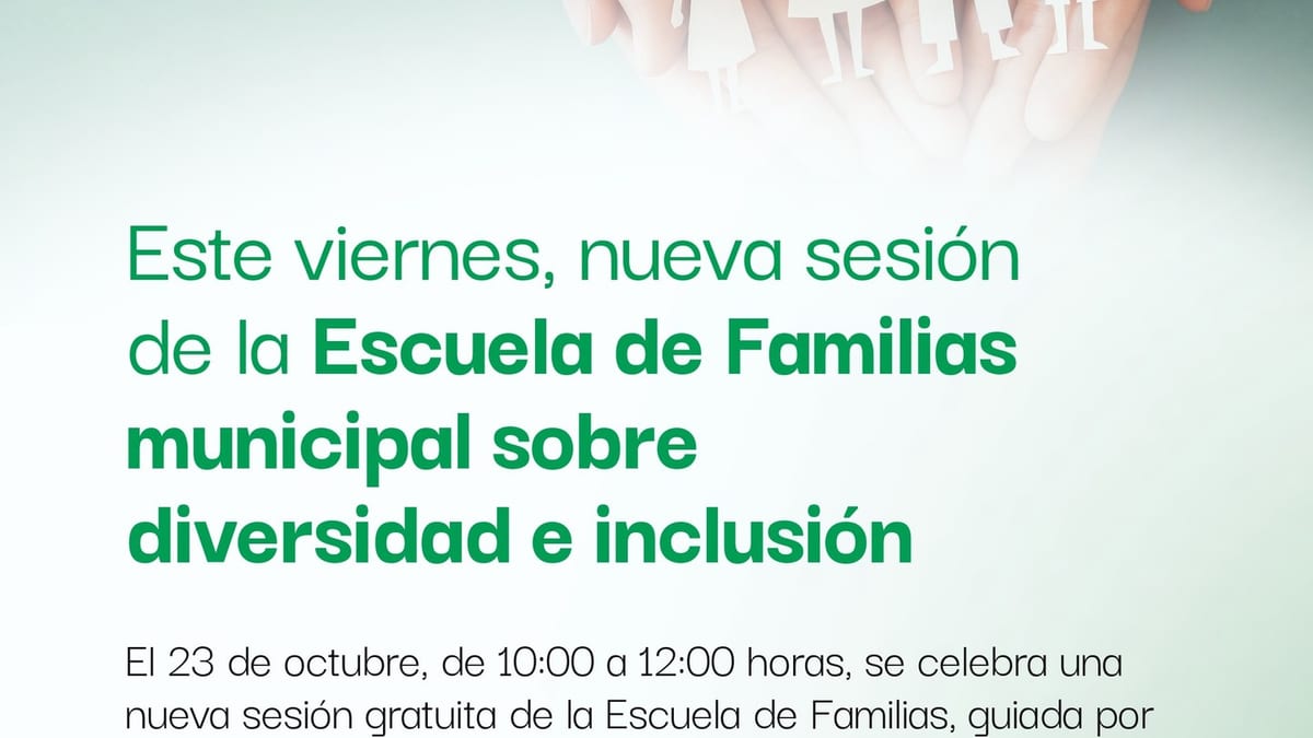 Cartel informativo de la Escuela de Familias de Collado-Villalba sobre educación en la diversidad, TDAH y TEA