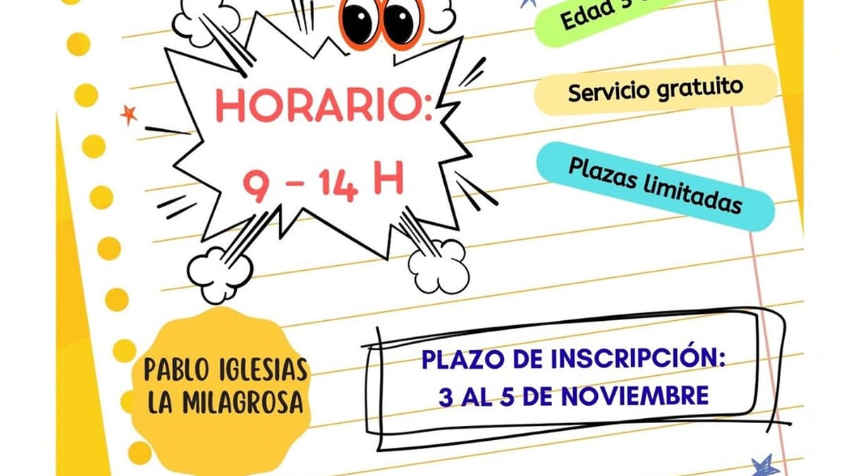 Cartel informativo de los Espacios Corresponsables de Talavera de la Reina con fechas, horarios y información de inscripción