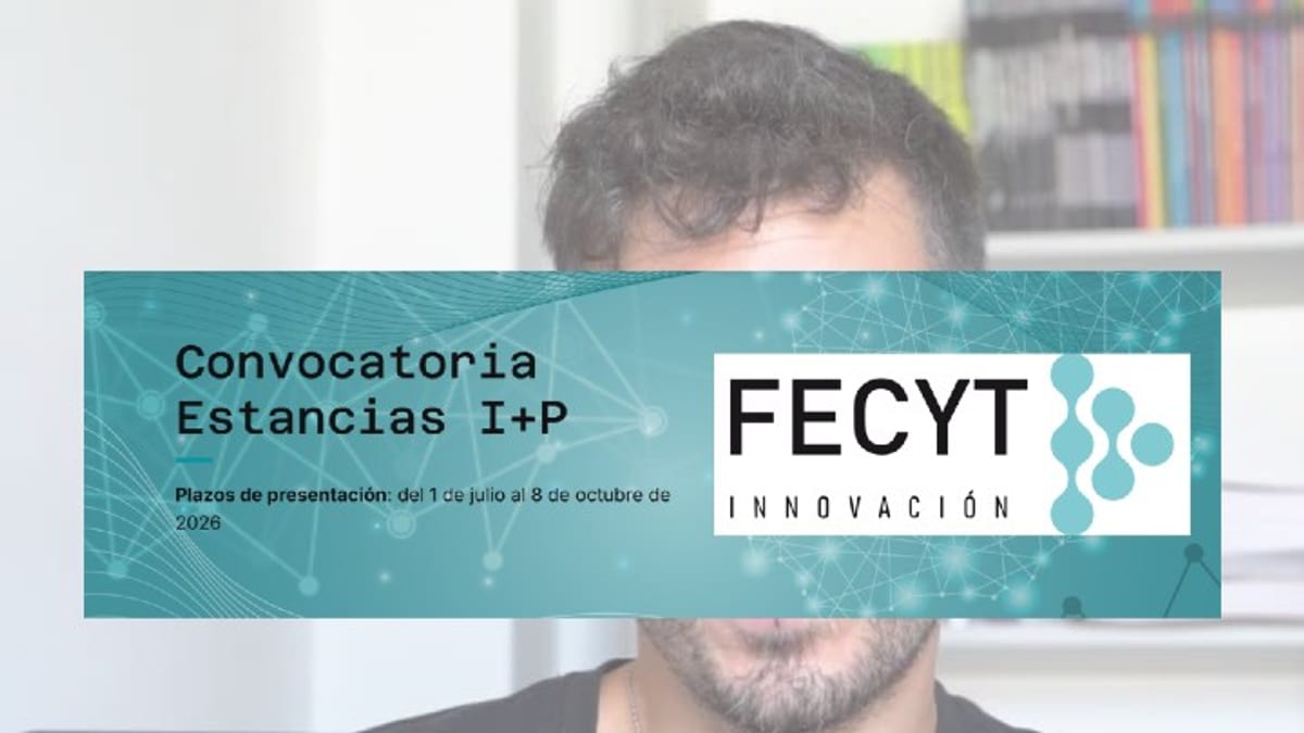 Cartel informativo de la convocatoria Estancias I+P de FECYT para investigadores sobre juventud e infancia. Plazo: 1 de julio al 8 de octubre de 2026