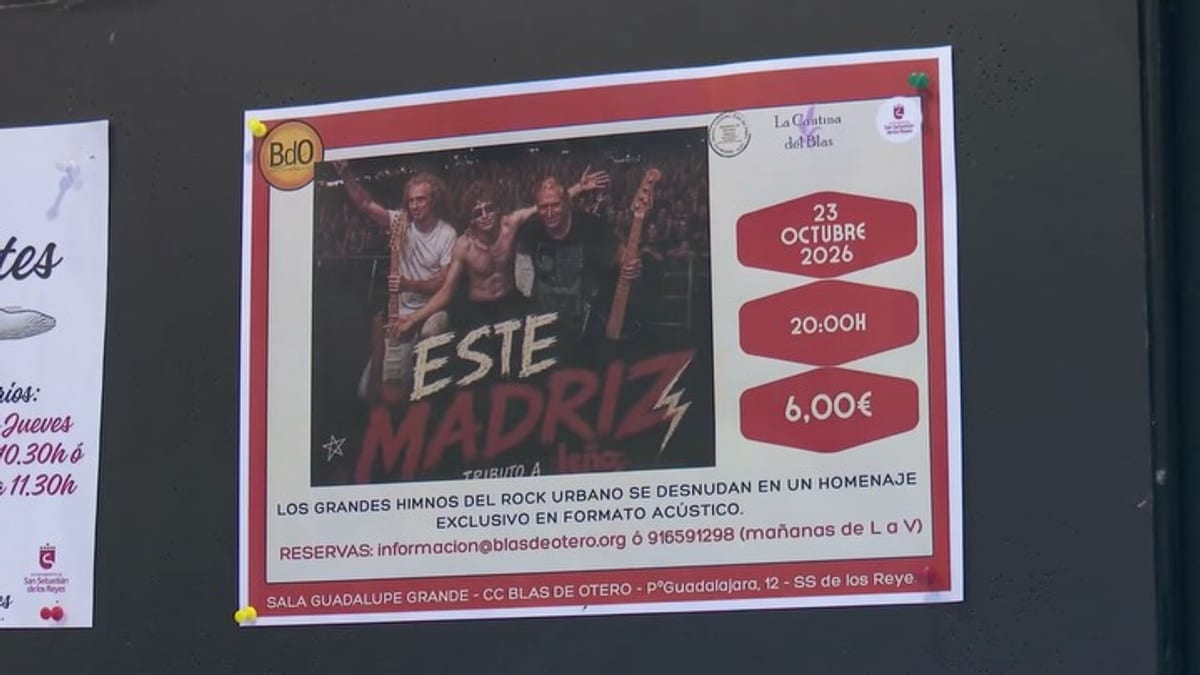 Cartel del concierto de Este Madriz, tributo a Leño, en acústico en el Centro Cultural Blas de Otero de San Sebastián de los Reyes