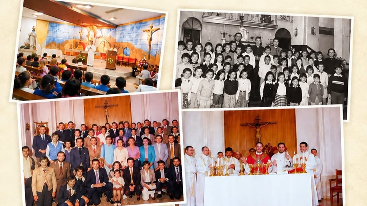 Cartel de la exposición fotográfica sobre la historia de la parroquia Santo Tomás de Villanueva en Tomelloso