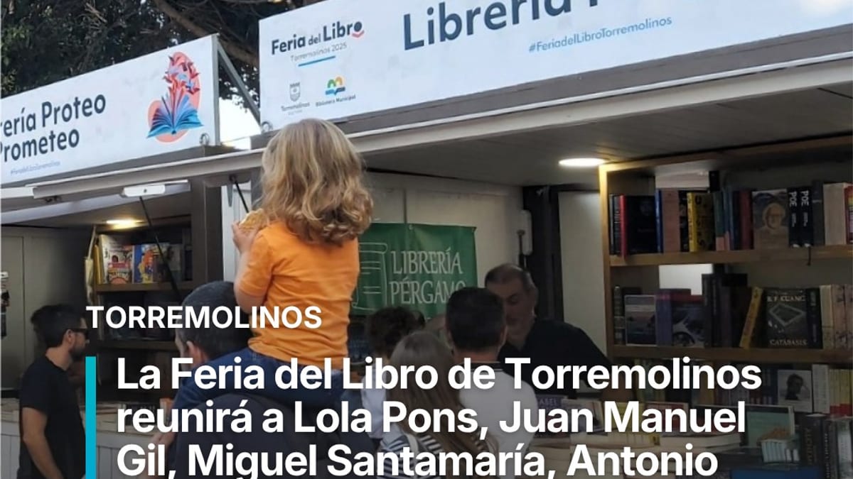 Cartel de la Feria del Libro de Torremolinos con logos de librerías participantes