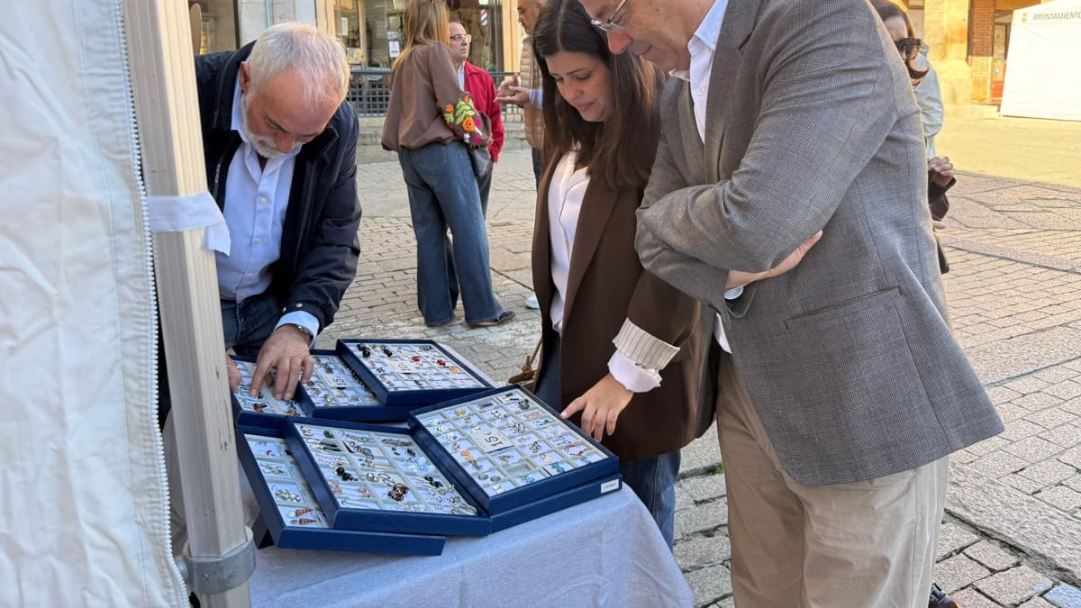 Inauguración de la Feria del Pequeño Comercio en la Plaza Mayor de Benavente con autoridades de la Diputación de Zamora