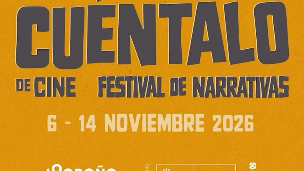 Cartel del Festival de Narrativas Cuéntalo de Logroño 2025, décima edición dedicada al cine