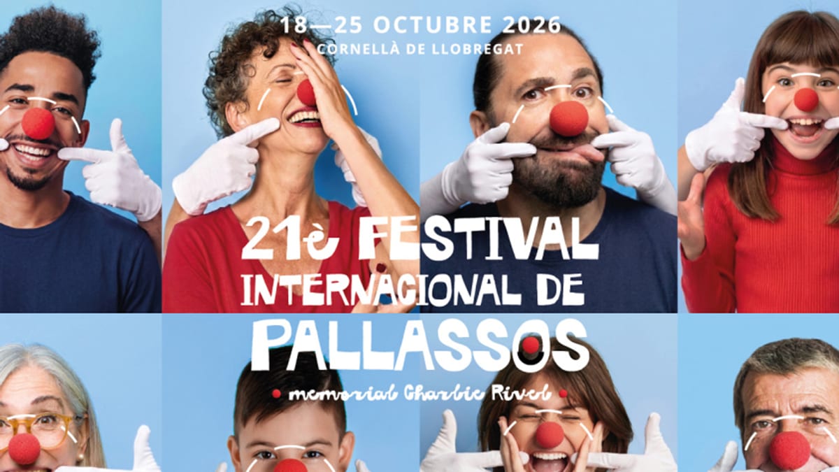 Cartel del 21º Festival Internacional de Pallassos de Cornellà de Llobregat, del 18 al 25 de octubre de 2026, memorial Charlie Rivels