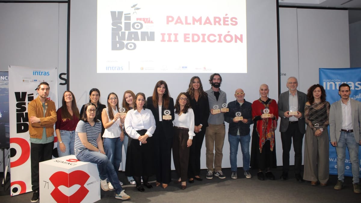 Cartel del palmarés del III Festival Internacional de Cortometrajes y Salud Mental 'Visionando' con los trabajos ganadores