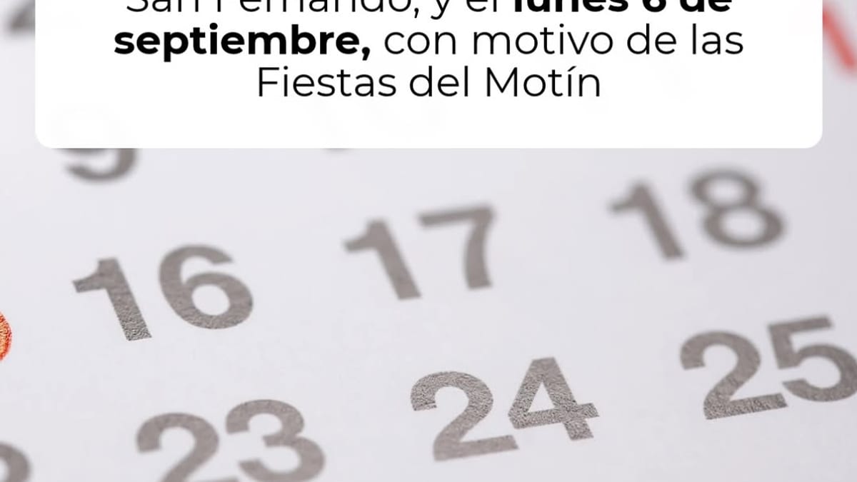 Cartel informativo sobre los festivos locales 2027 de Aranjuez: 28 de mayo (San Fernando) y 6 de septiembre (Fiestas del Motín)